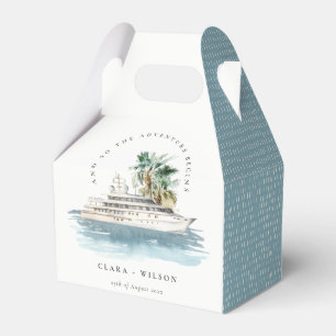 Caja Para Regalos Elegante Boda de la Palm Seascape del Barco de Cru