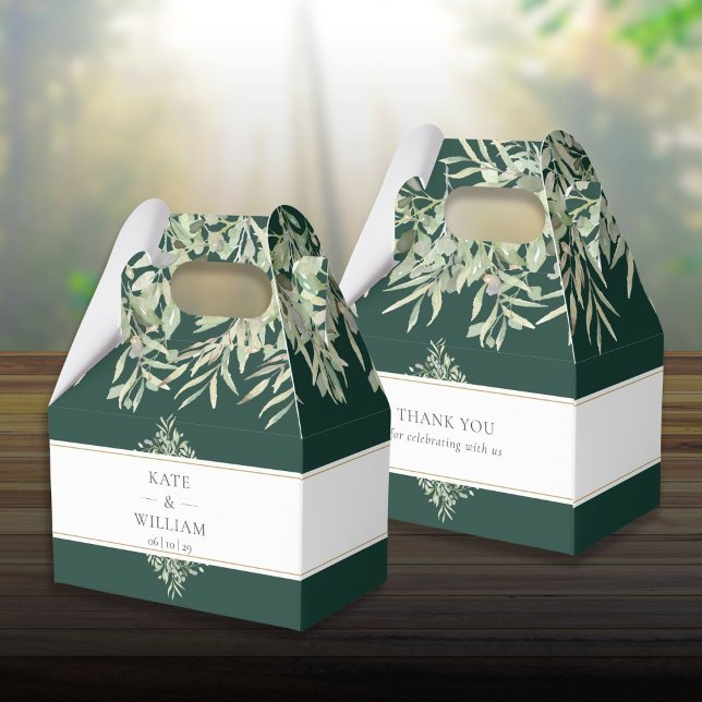 Caja Para Regalos Elegante Boda de la vegetación esmeralda (Elegant Emerald Greenery Wedding Favor Boxes)