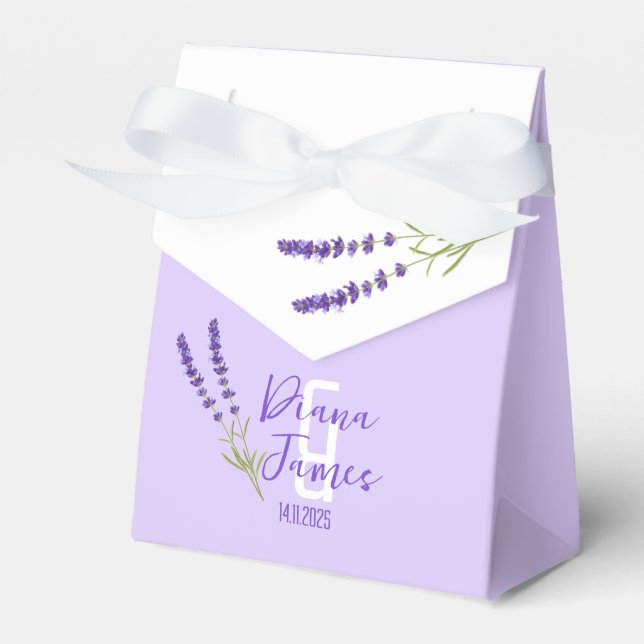 Caja Para Regalos Elegante Boda de lavanda Botánica gracias (Front Side)