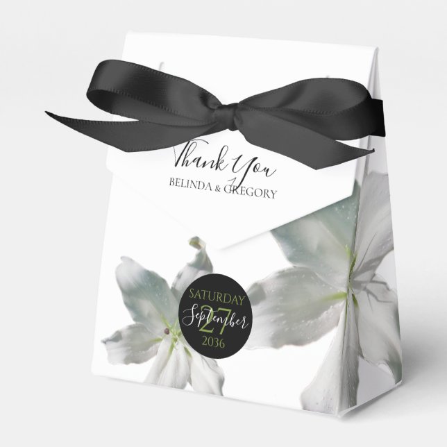 Caja Para Regalos Elegante Boda de Lilies Blancos (Front Side)