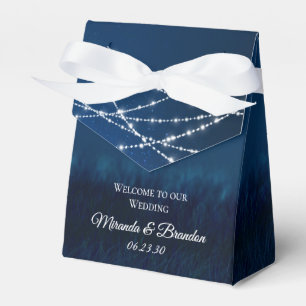 Caja Para Regalos Elegante Boda de luces de cadena azul plateado