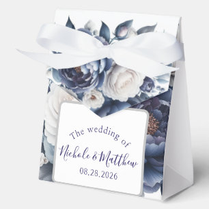 Caja Para Regalos Elegante Boda de manicura azul de la marina y rosa
