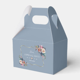 Caja Para Regalos Elegante Boda de marco dorado de flores rosa azul 