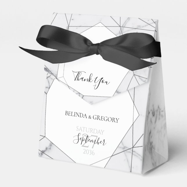 Caja Para Regalos Elegante Boda de mármol geométrico (Front Side)