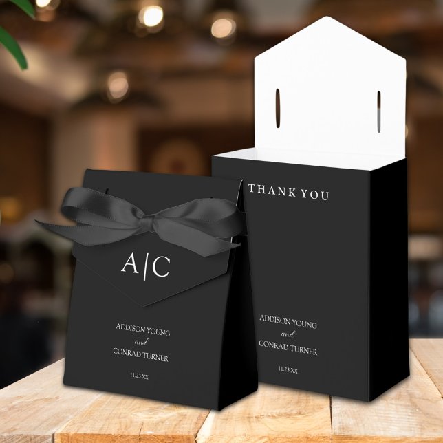 Caja Para Regalos Elegante Boda de Monograma Negro (Subido por el creador)