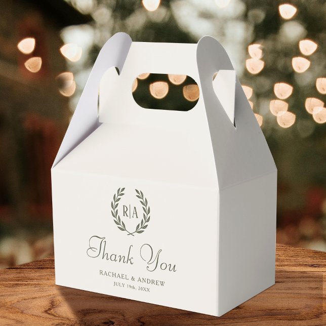 Caja Para Regalos Elegante Boda de Monograma Sage Green Gracias (Subido por el creador)