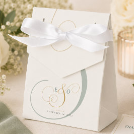 Caja Para Regalos Elegante Boda de Monograma Verde Esmeralda y Oro