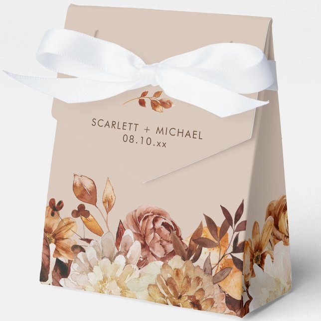 Caja Para Regalos Elegante Boda de Otoño (Elegant Watercolor Autumn Floral Wedding Favor Boxes by Painted Paperie
)