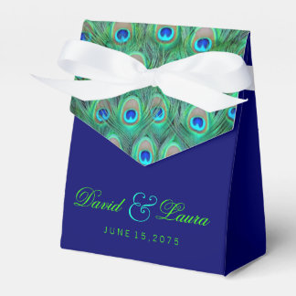 Caja Para Regalos Elegante boda de pavo real azul real y verde