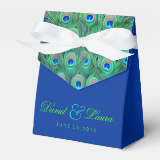 Caja Para Regalos Elegante boda de pavo real azul real y verde