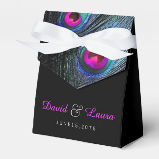 Caja Para Regalos Elegante boda de pavo real negro teal y rosa calie