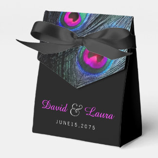Caja Para Regalos Elegante boda de pavo real negro teal y rosa calie
