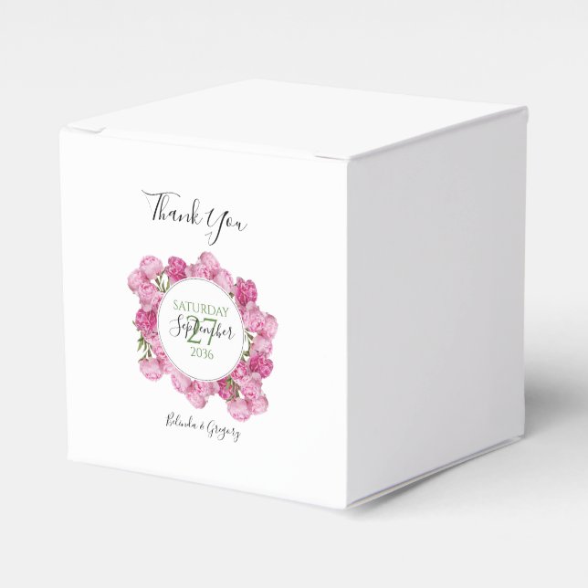 Caja Para Regalos Elegante Boda de Peonies Rosados (Costado Anverso)