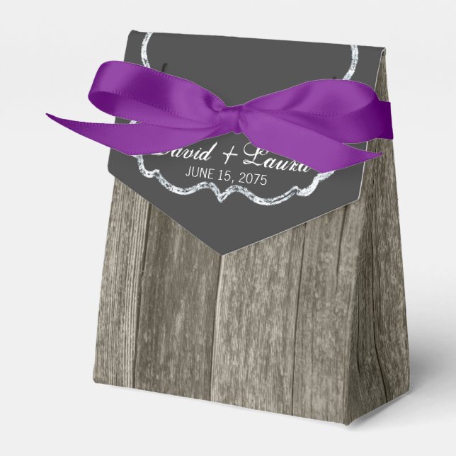 Caja Para Regalos Elegante Boda de pizarra de madera rústica (Front Side)