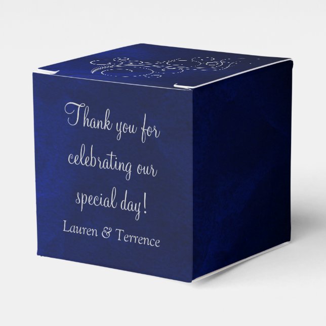 Caja Para Regalos Elegante Boda de Plata Azul (Costado Anverso)