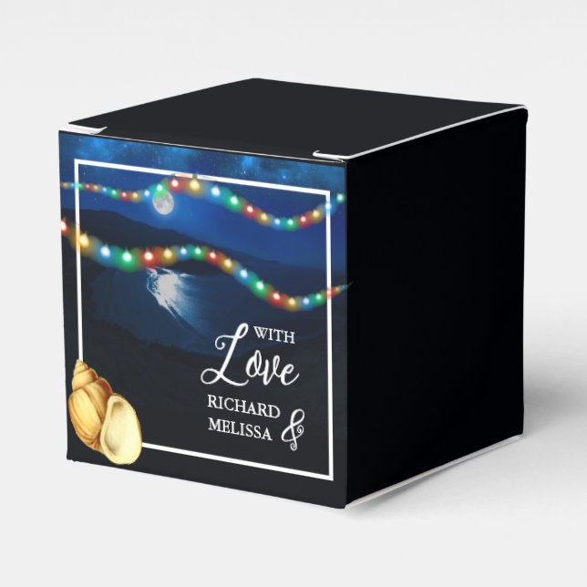 Caja Para Regalos Elegante Boda de Playa Monoiluminada (Costado Anverso)