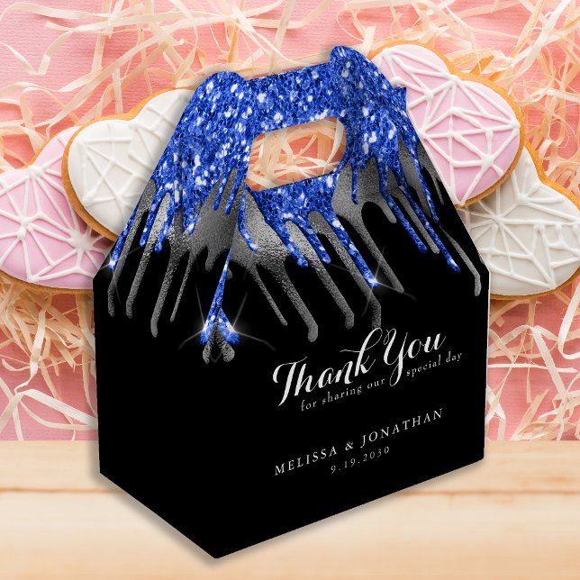 Caja Para Regalos Elegante Boda de Purpurinas de plata azul negro (Subido por el creador)
