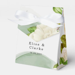 Caja Para Regalos Elegante Boda de Rosas de acuarela verde