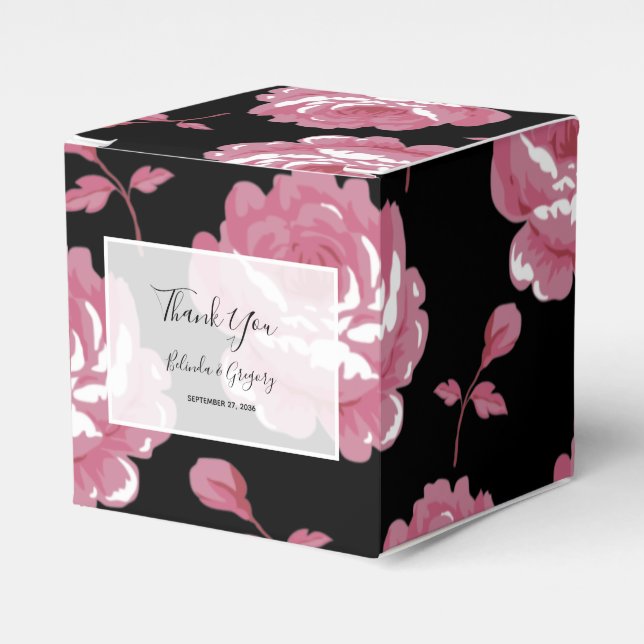 Caja Para Regalos Elegante Boda de Rosas de época rosa (Costado Anverso)
