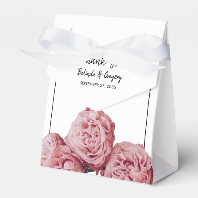 Caja Para Regalos Elegante Boda de rosas rosadas (Front Side)