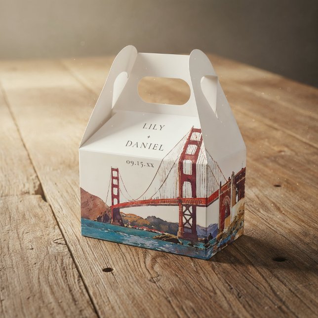 Caja Para Regalos Elegante Boda de San Francisco con Acuarela (Elegant Watercolor San Francisco Wedding Favor Boxes)