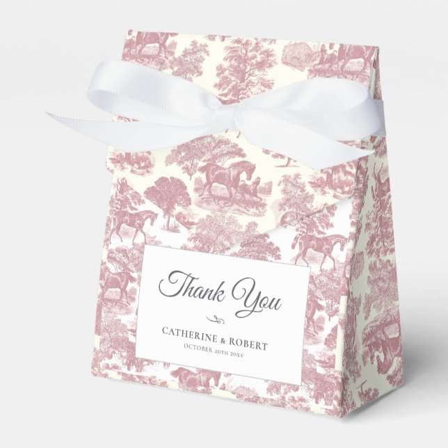 Caja Para Regalos Elegante Boda de tela de caballo rosa de Moda de é (Front Side)