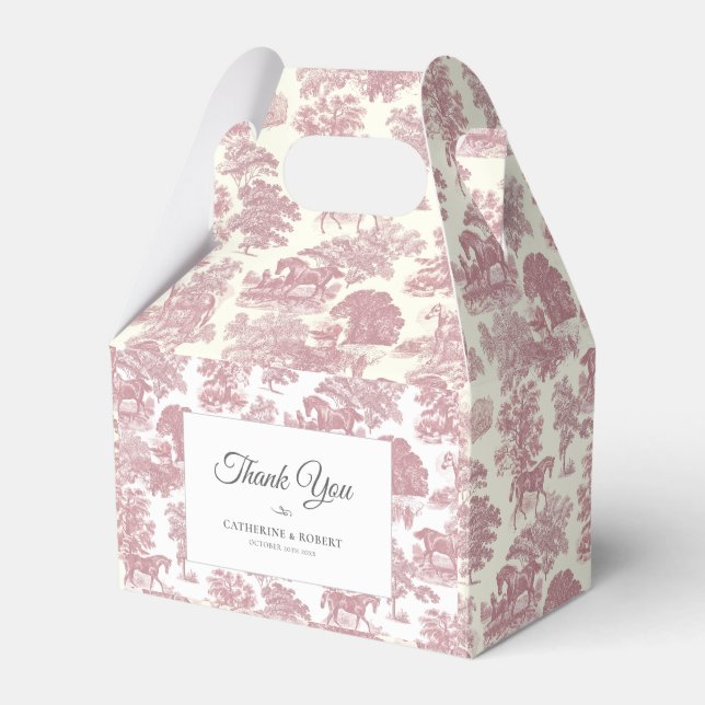 Caja Para Regalos Elegante Boda de tela de caballo rosa de Moda de é (Front Side)