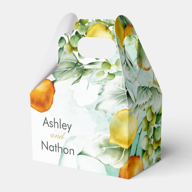 Caja Para Regalos Elegante Boda de verano floral y acuarela de fruta (Front Side)