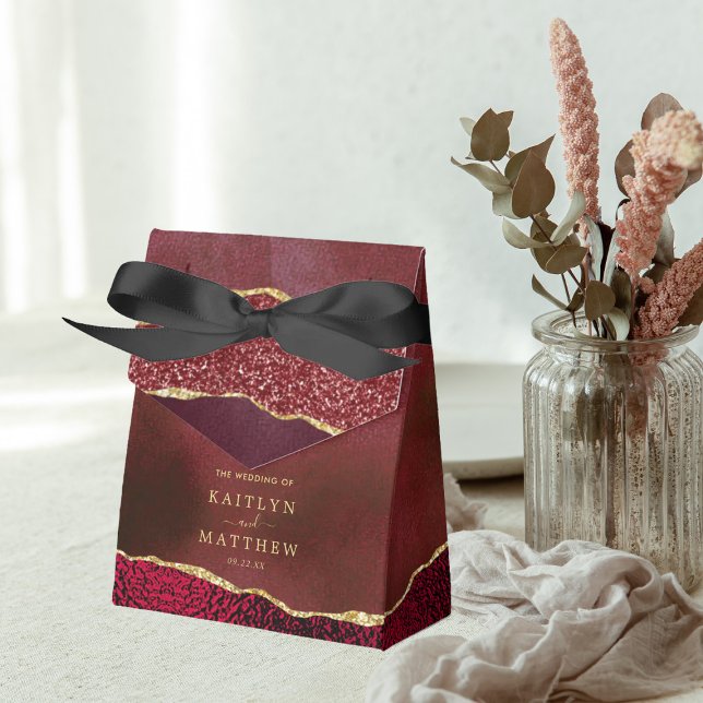 Caja Para Regalos Elegante Boda del Agate de Borgoña y Oro (Subido por el creador)