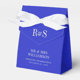 Caja Para Regalos Elegante Boda del Monograma Azul Real