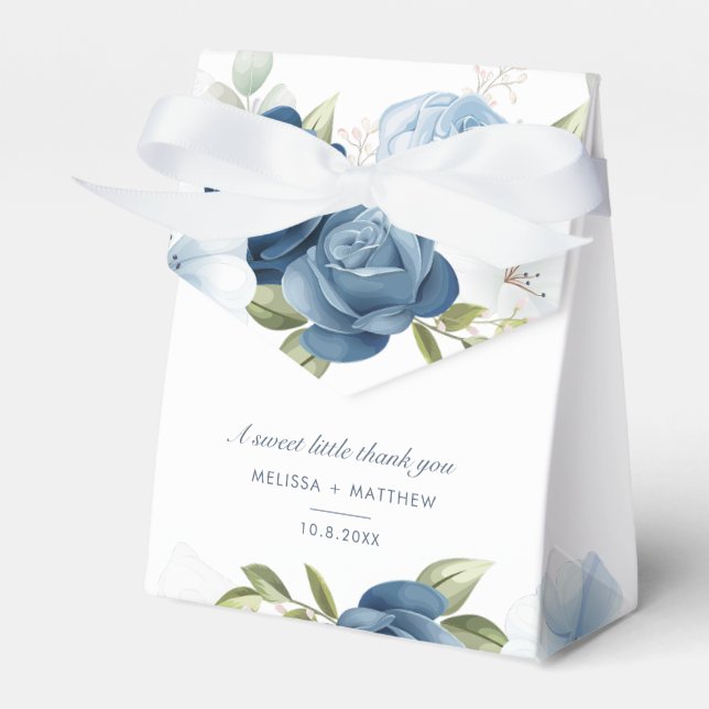 Caja Para Regalos Elegante Boda Dusty Blue Floral Gracias (Front Side)