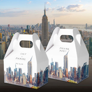 Caja Para Regalos Elegante Boda en Nueva York con Acuarela