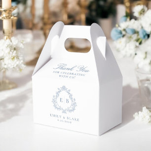 Caja Para Regalos Elegante Boda Escudo de Monograma Azul Dusty