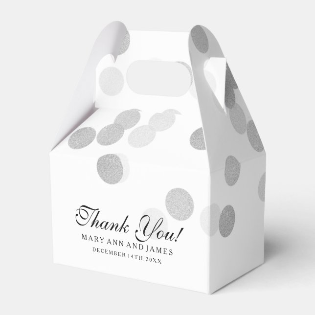 Caja Para Regalos Elegante Boda Faux Relieve metalizado plateado Pur (Front Side)