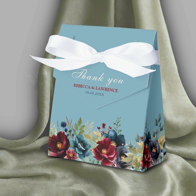 Caja Para Regalos Elegante boda floral azul burdeos polvoriento de l (Subido por el creador)