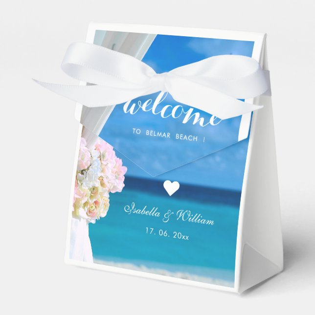Caja Para Regalos Elegante Boda Floral Blue Ocean Beach (Front Side)