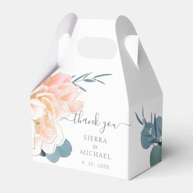 Caja Para Regalos Elegante Boda floral crema de oro blanco (Front Side)