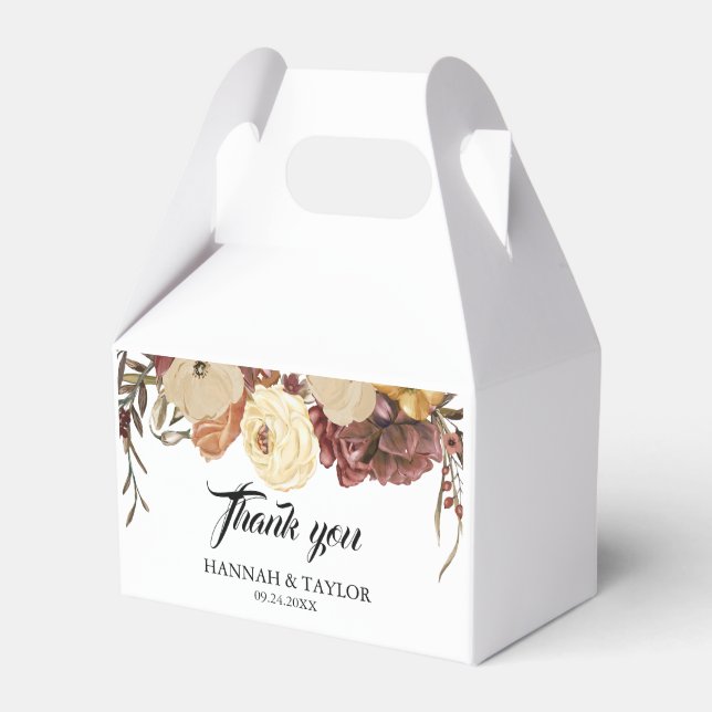 Caja Para Regalos Elegante Boda floral de acuarela de otoño (Front Side)