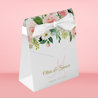 Caja Para Regalos Elegante Boda floral de oro rosado de Rubor