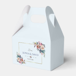 Caja Para Regalos Elegante Boda floral dorado y turbio azul rosado