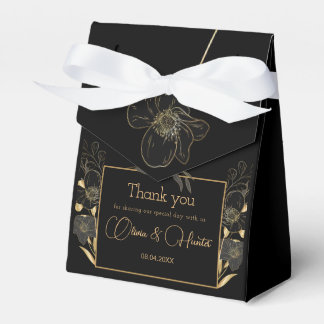 Caja Para Regalos Elegante boda floral negro y dorado Gracias