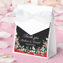 Caja Para Regalos Elegante Boda Floral Negro Y Rojo