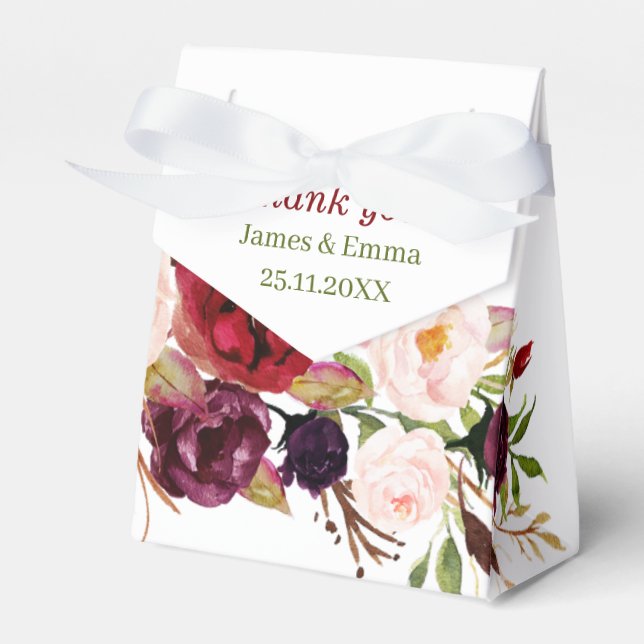 Caja Para Regalos Elegante Boda floral personalizado (Front Side)