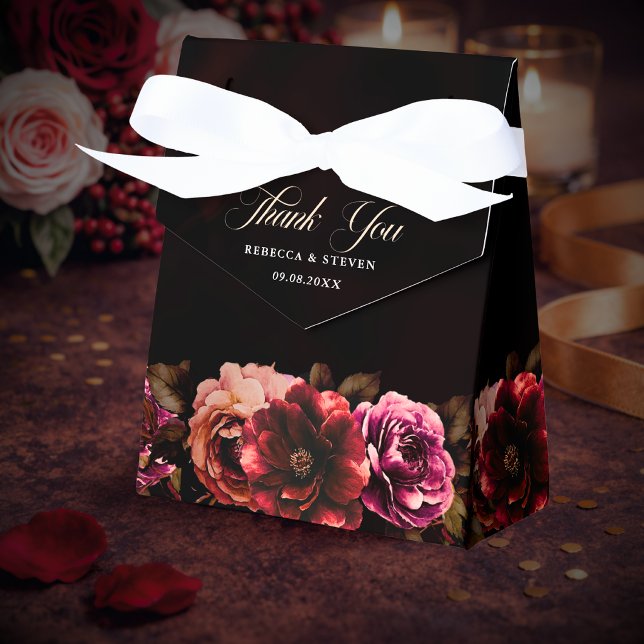 Caja Para Regalos Elegante boda floral rojo negro lindo romántico (Subido por el creador)