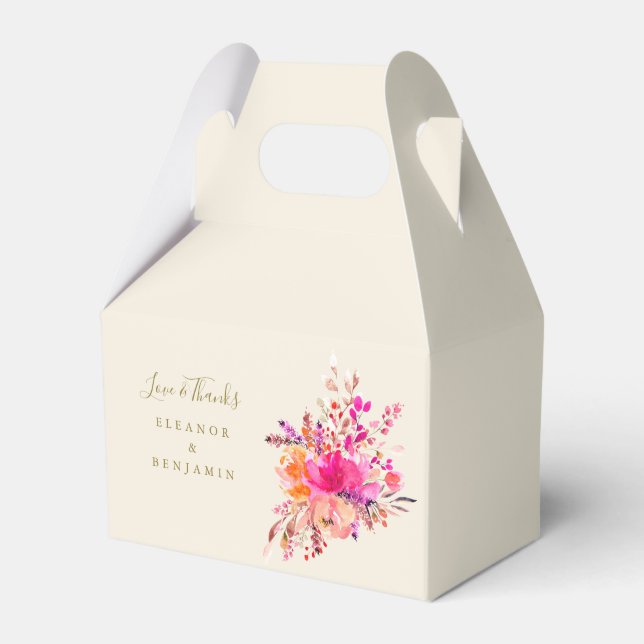 Caja Para Regalos Elegante Boda Floral Rosa Personalizado de fotos G (Front Side)