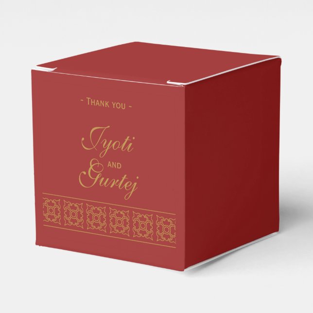 Caja Para Regalos Elegante Boda India con Patrón (Costado Anverso)