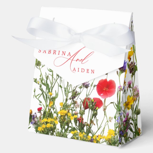 Caja Para Regalos Elegante Boda Jardín con Floral Salvaje (Anverso)
