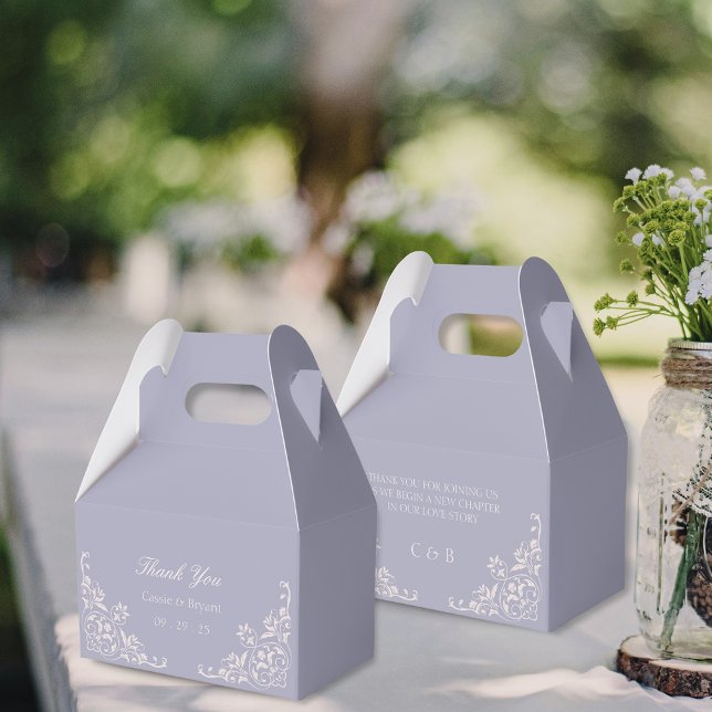 Caja Para Regalos Elegante Boda Lilac Purple francés Gracias (elegant purple lavender french lilac theme wedding party bridal gift thank you boxes for favors)