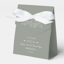 Caja Para Regalos Elegante Boda Minimalista Floral Sage Green