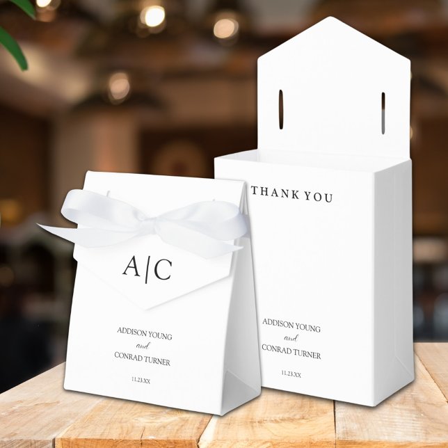 Caja Para Regalos Elegante Boda Monograma Blanco (Subido por el creador)